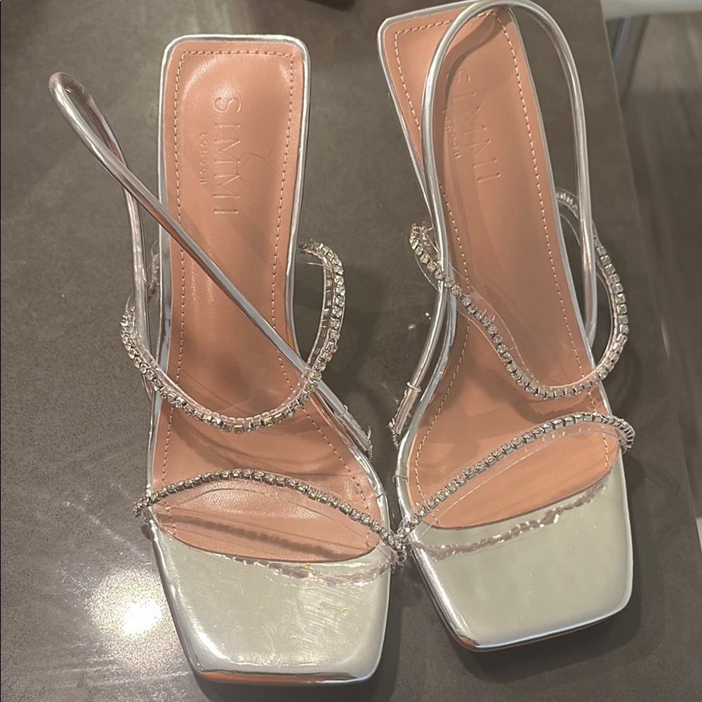 Elegant Silver Heels with Chain Embellishment